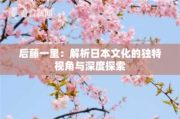 后藤一里：解析日本文化的独特视角与深度探索