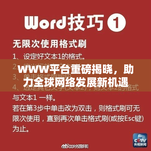 WWW平台重磅揭晓，助力全球网络发展新机遇