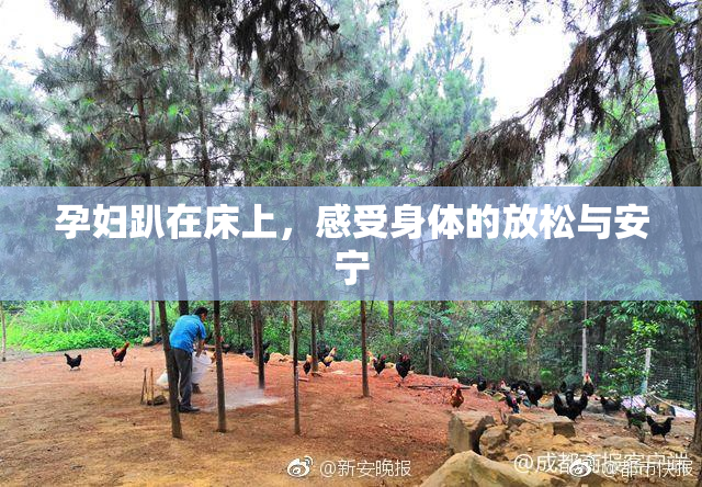 孕妇趴在床上，感受身体的放松与安宁