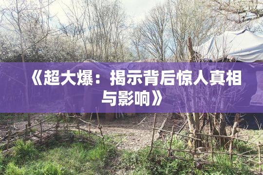 《超大爆：揭示背后惊人真相与影响》
