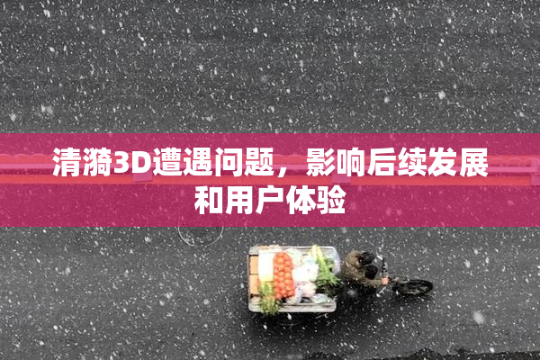 清漪3D遭遇问题，影响后续发展和用户体验