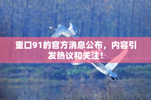 重口91的官方消息公布，内容引发热议和关注！