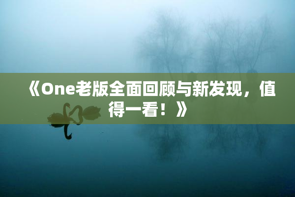 《One老版全面回顾与新发现，值得一看！》