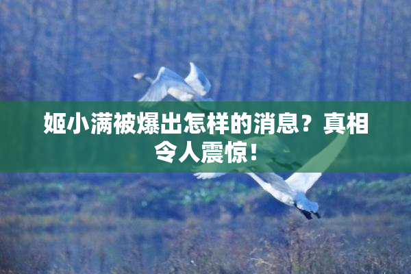 姬小满被爆出怎样的消息？真相令人震惊！