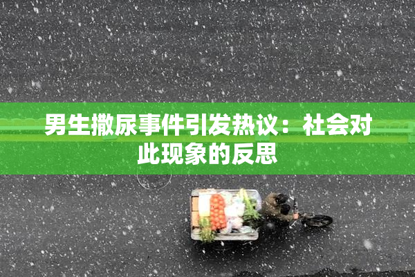 男生撒尿事件引发热议：社会对此现象的反思