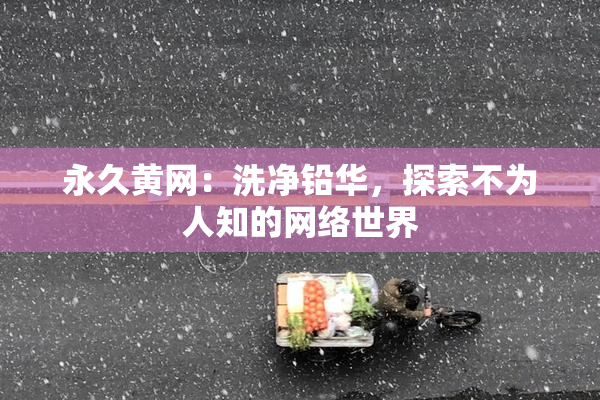 永久黄网：洗净铅华，探索不为人知的网络世界