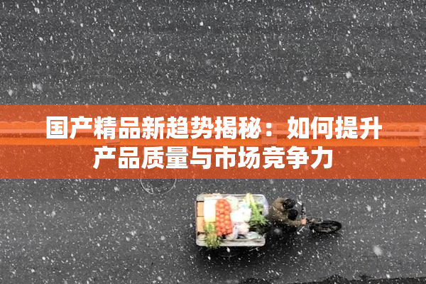 国产精品新趋势揭秘：如何提升产品质量与市场竞争力