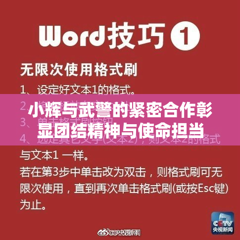 小辉与武警的紧密合作彰显团结精神与使命担当