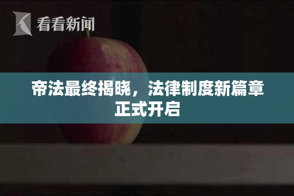 帝法最终揭晓，法律制度新篇章正式开启