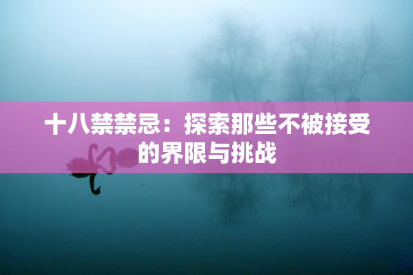 十八禁禁忌：探索那些不被接受的界限与挑战